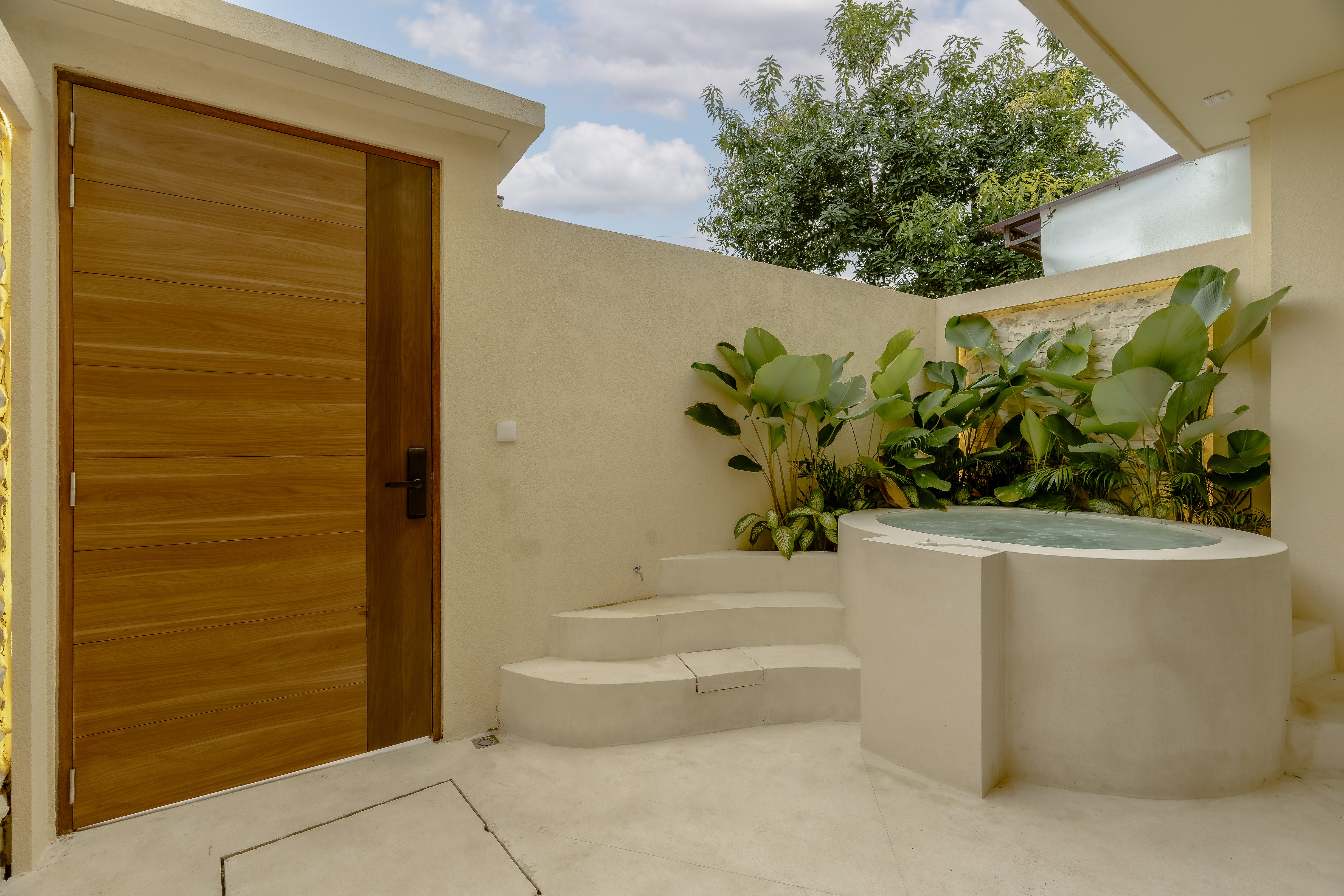 Serene Coastal Sanctuary with Ocean and Volcano Vistas in Seseh